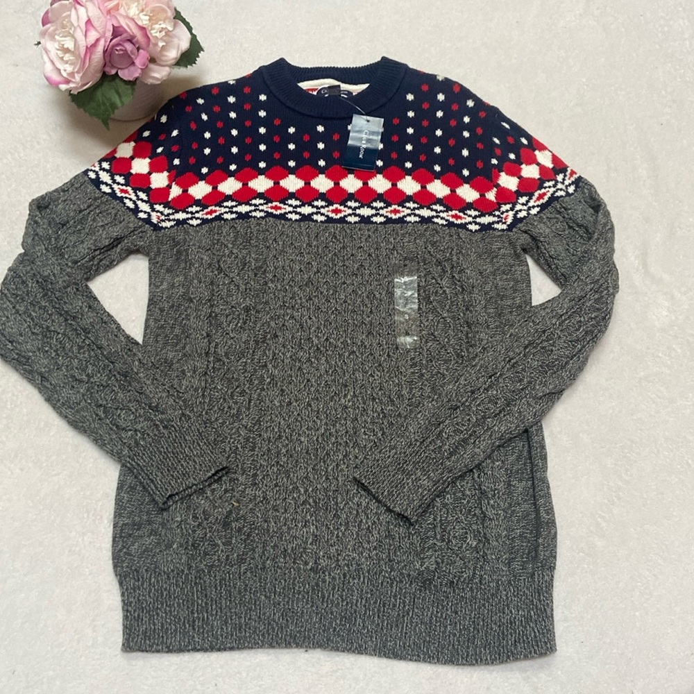 CLUB ROOM NWT Fair Isle Patriotic Cable Knit Sweater Men’s Size S
